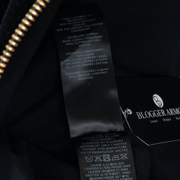 Balmain Black & White Striped Velvet Long-Sleeve Mini Dress - Picture 13 of 14